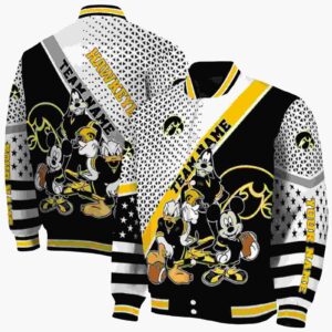custom iowa hawkeyes mickey donald goofy black white jacket fashion forward jacketwow