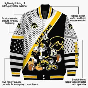 custom iowa hawkeyes mickey donald goofy black white jacket new arrival jacketwow