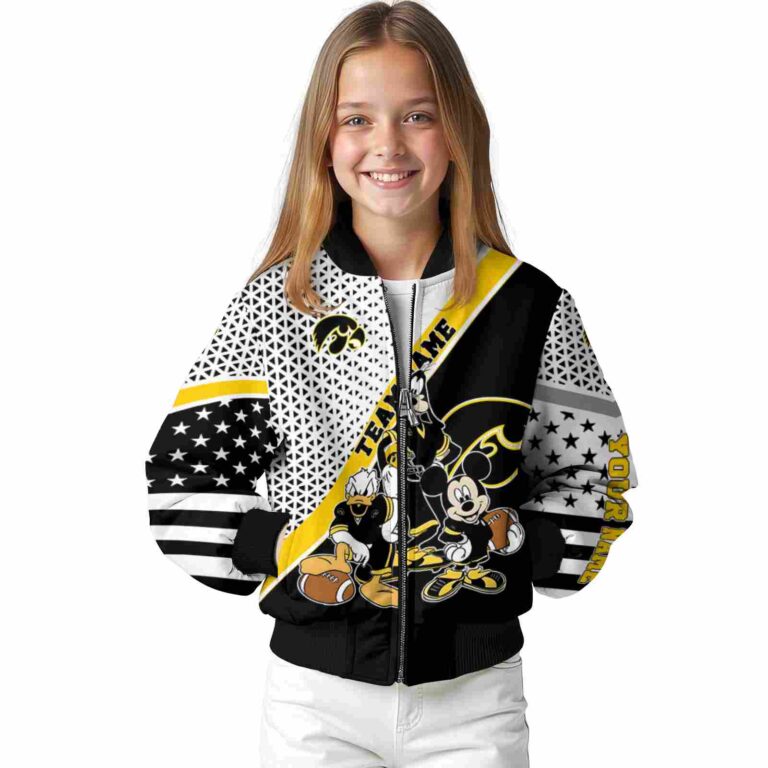 custom iowa hawkeyes mickey donald goofy black white jacket top rated jacketwow