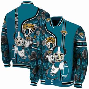 custom jacksonville jaguars rose mickey teal jacket fashion forward jacketwow