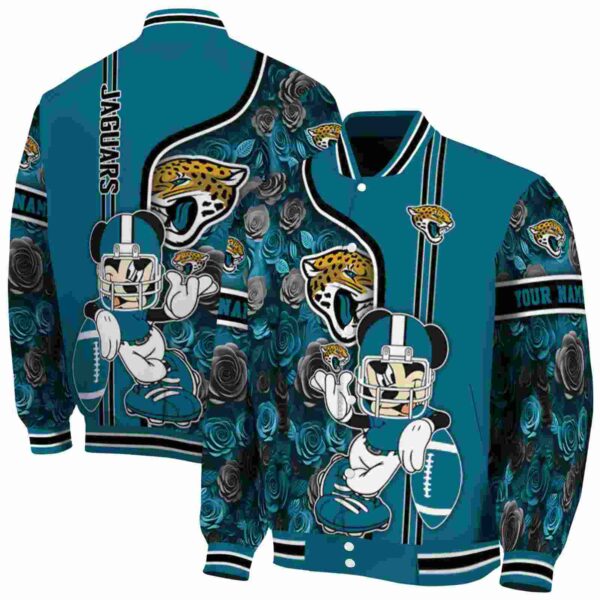 custom jacksonville jaguars rose mickey teal jacket fashion forward jacketwow