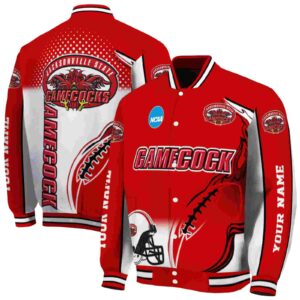 custom jacksonville state gamecocks flaming football red white jacket fashion forward jacketwow