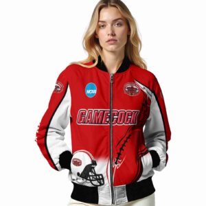custom jacksonville state gamecocks flaming football red white jacket latest model jacketwow