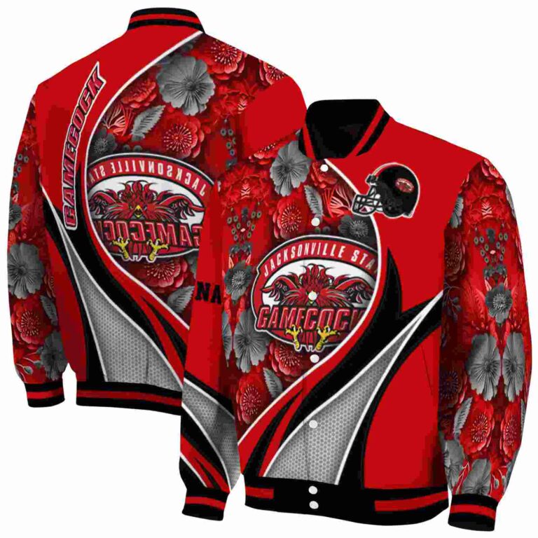 custom jacksonville state gamecocks floral print red jacket fashion forward jacketwow