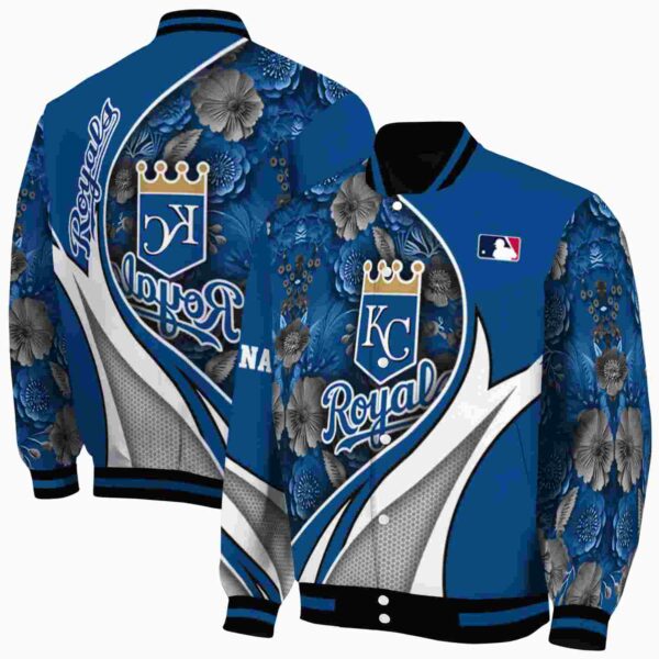 custom kansas city royals floral print royal blue jacket fashion forward jacketwow