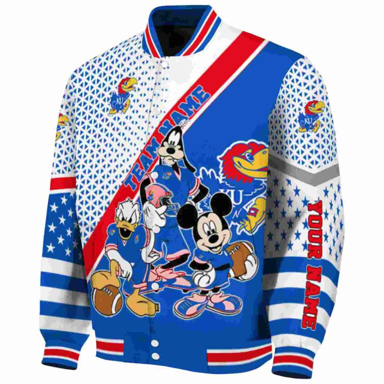 custom kansas jayhawks mickey donald goofy blue white jacket best selling jacketwow