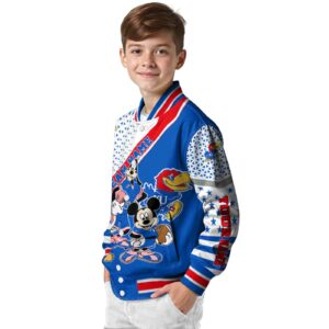custom kansas jayhawks mickey donald goofy blue white jacket trendy jacketwow