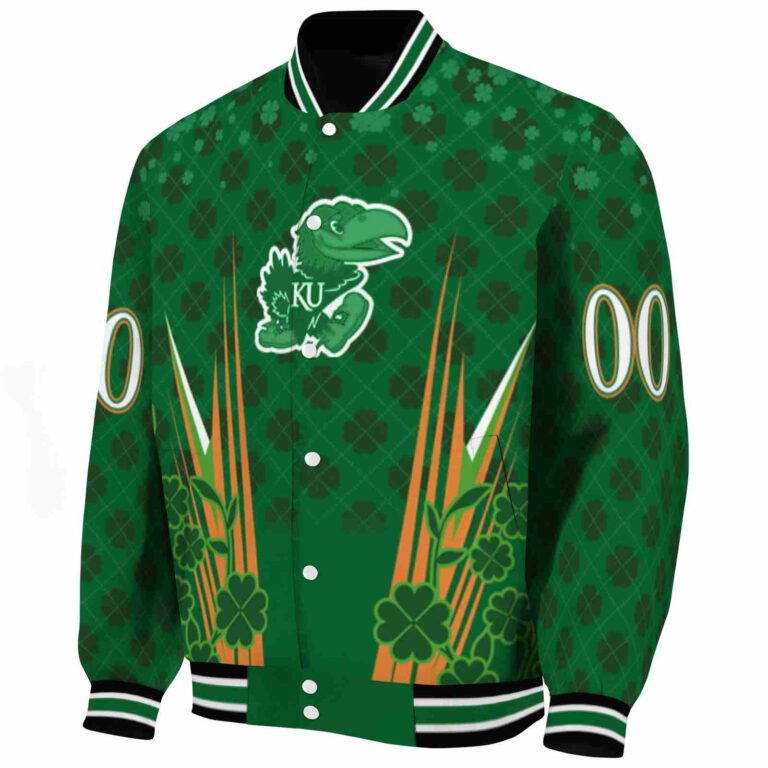 custom kansas jayhawks shamrock pattern green jacket best selling jacketwow