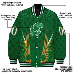 custom kansas jayhawks shamrock pattern green jacket new arrival jacketwow
