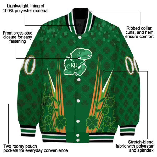 custom kansas jayhawks shamrock pattern green jacket new arrival jacketwow