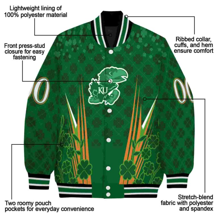 custom kansas jayhawks shamrock pattern green jacket new arrival jacketwow