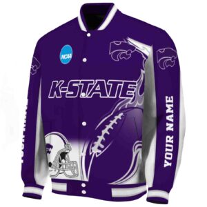 custom kansas state wildcats flaming football purple white jacket best selling jacketwow