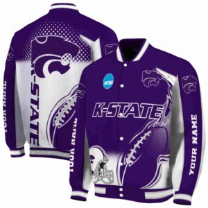 custom kansas state wildcats flaming football purple white jacket fashion forward jacketwow