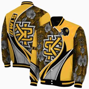 custom kennesaw state owls floral print gold jacket fashion forward jacketwow