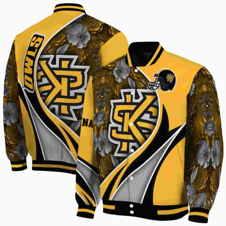 custom kennesaw state owls floral print gold jacket fashion forward jacketwow