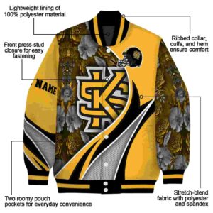 custom kennesaw state owls floral print gold jacket new arrival jacketwow