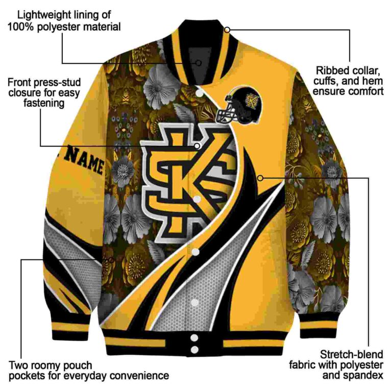 custom kennesaw state owls floral print gold jacket new arrival jacketwow