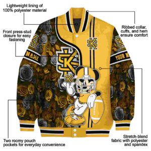 custom kennesaw state owls rose mickey gold jacket new arrival jacketwow