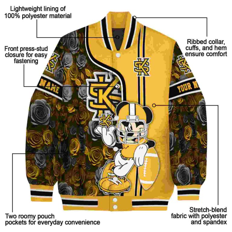custom kennesaw state owls rose mickey gold jacket new arrival jacketwow