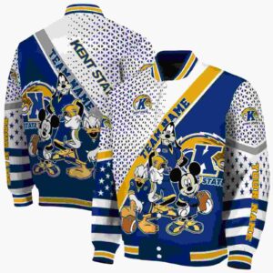custom kent state golden flashes mickey donald goofy navy blue white jacket fashion forward jacketwow