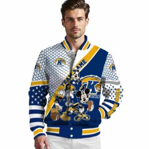 custom kent state golden flashes mickey donald goofy navy blue white jacket high quality jacketwow