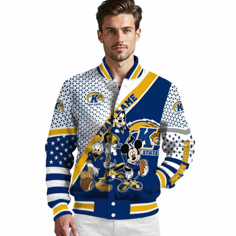 custom kent state golden flashes mickey donald goofy navy blue white jacket high quality jacketwow