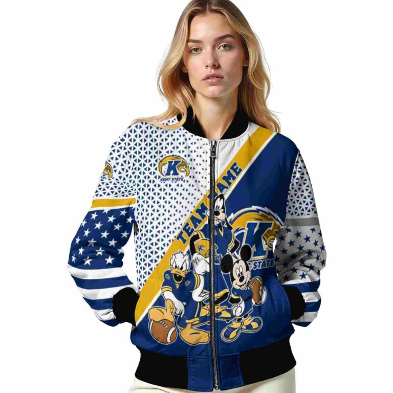 custom kent state golden flashes mickey donald goofy navy blue white jacket latest model jacketwow