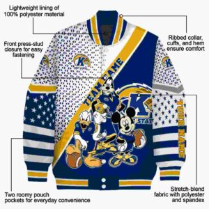 custom kent state golden flashes mickey donald goofy navy blue white jacket new arrival jacketwow