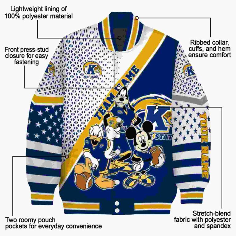 custom kent state golden flashes mickey donald goofy navy blue white jacket new arrival jacketwow