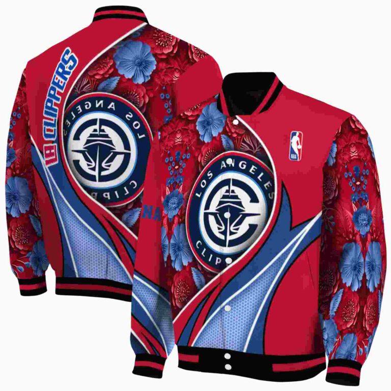custom los angeles clippers floral print red jacket fashion forward jacketwow
