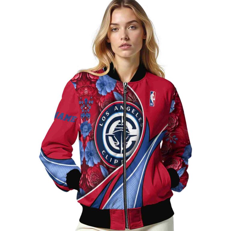 custom los angeles clippers floral print red jacket latest model jacketwow