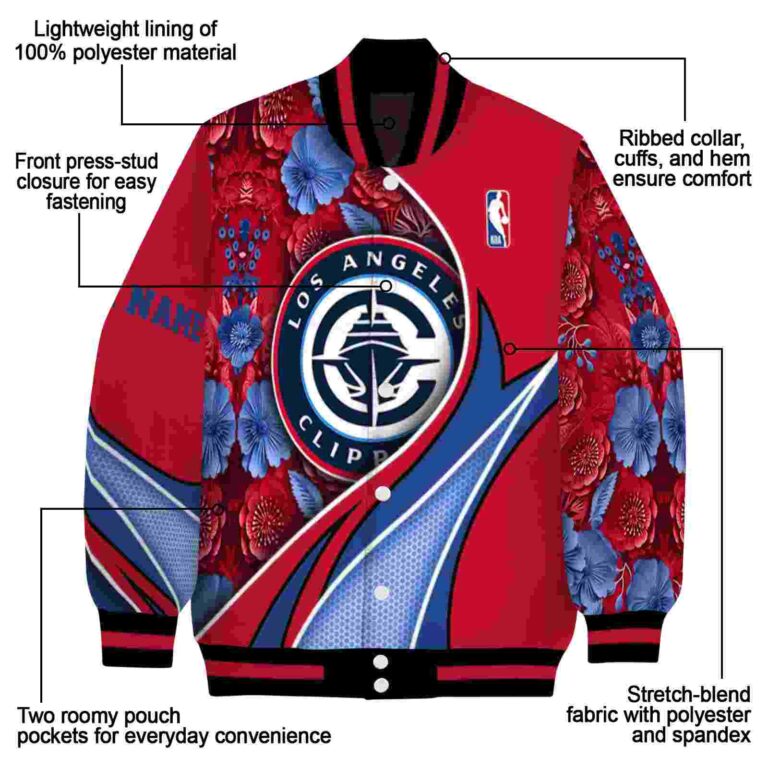 custom los angeles clippers floral print red jacket new arrival jacketwow