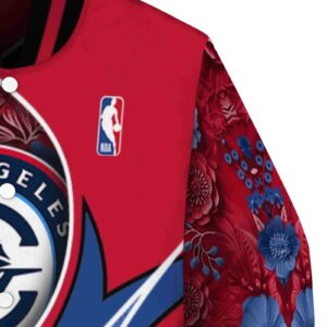 custom los angeles clippers floral print red jacket premium grade jacketwow
