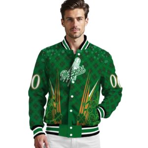 custom los angeles dodgers shamrock pattern green jacket high quality jacketwow