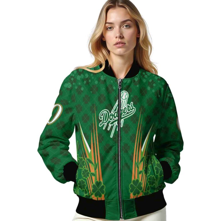 custom los angeles dodgers shamrock pattern green jacket latest model jacketwow