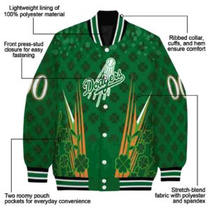custom los angeles dodgers shamrock pattern green jacket new arrival jacketwow