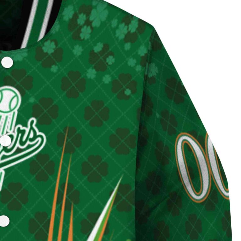 custom los angeles dodgers shamrock pattern green jacket premium grade jacketwow