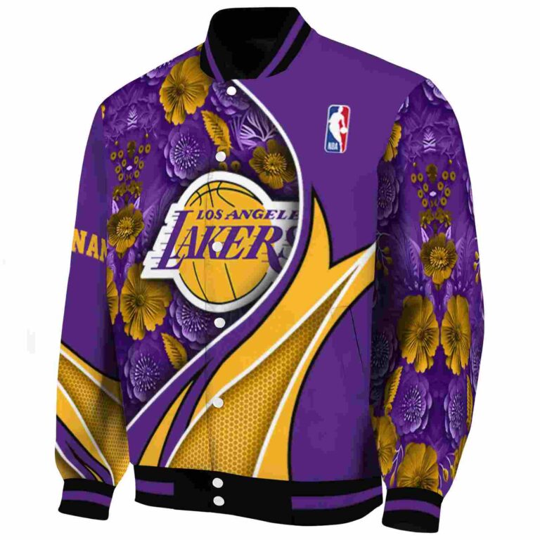 custom los angeles lakers floral print purple jacket best selling jacketwow