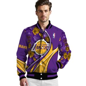 custom los angeles lakers floral print purple jacket high quality jacketwow