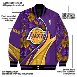 custom los angeles lakers floral print purple jacket new arrival jacketwow