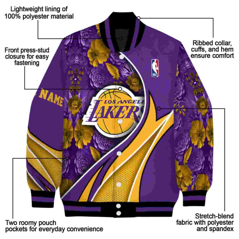custom los angeles lakers floral print purple jacket new arrival jacketwow