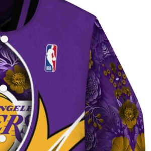custom los angeles lakers floral print purple jacket premium grade jacketwow