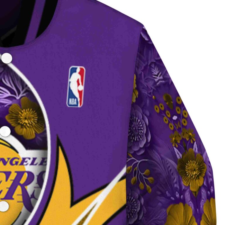 custom los angeles lakers floral print purple jacket premium grade jacketwow
