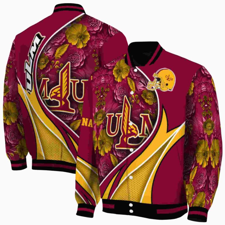 custom louisiana monroe warhawks floral print red jacket fashion forward jacketwow