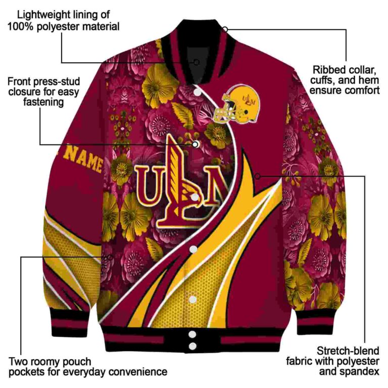 custom louisiana monroe warhawks floral print red jacket new arrival jacketwow