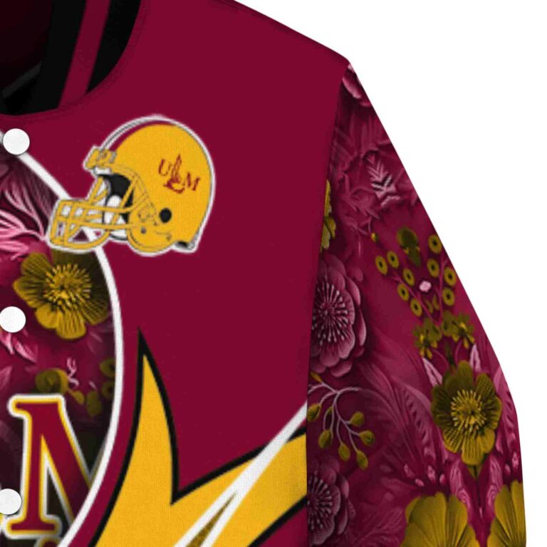 custom louisiana monroe warhawks floral print red jacket premium grade jacketwow