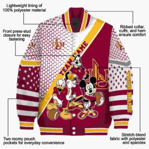 custom louisiana monroe warhawks mickey donald goofy red white jacket new arrival jacketwow