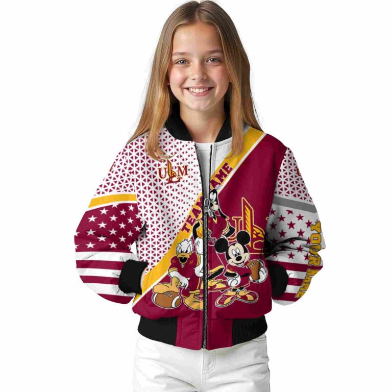 custom louisiana monroe warhawks mickey donald goofy red white jacket top rated jacketwow