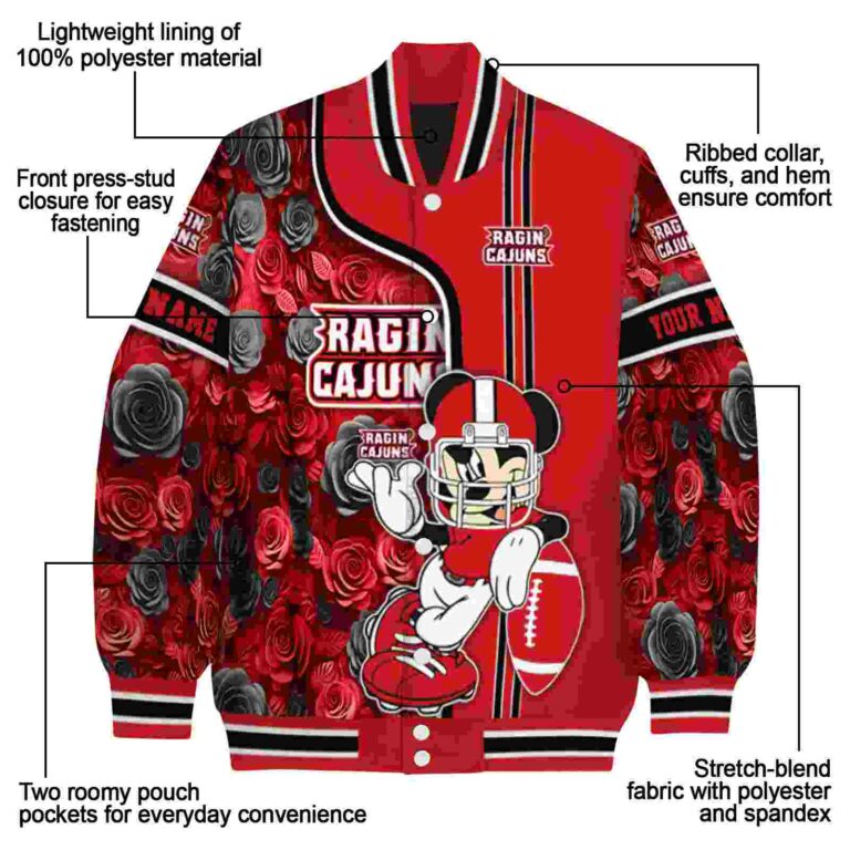 custom louisiana ragin cajuns rose mickey red jacket new arrival jacketwow