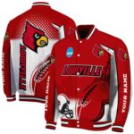 custom louisville cardinals flaming football red white jacket best selling jacketwow
